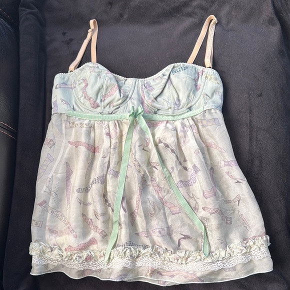 D&G Green and Pink Chemise with Lace Trim
Condition: Great 
Made in Italy - Picture 1 of 5